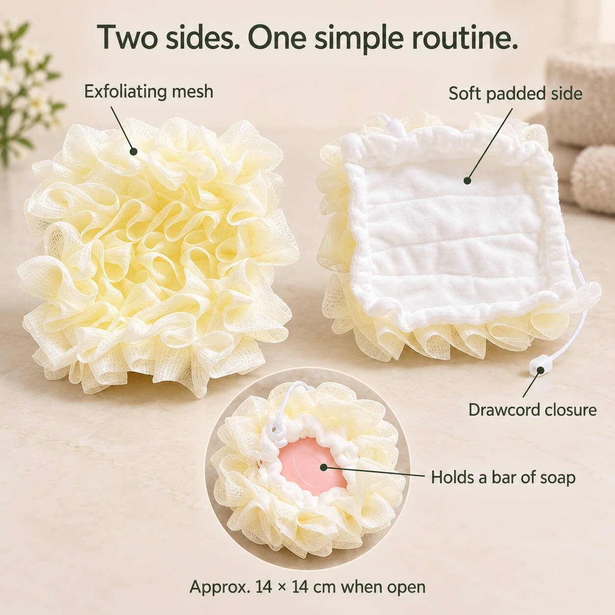 Exfoliating Shower Ball with Built-In Soap Dispenser – 2-in-1 Loofah Body Scrubber
