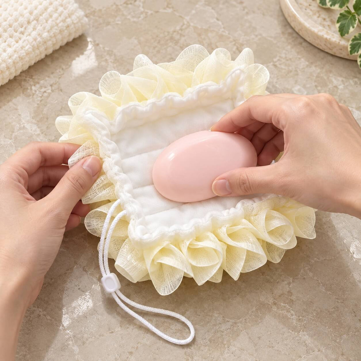 Exfoliating Shower Ball with Built-In Soap Dispenser – 2-in-1 Loofah Body Scrubber
