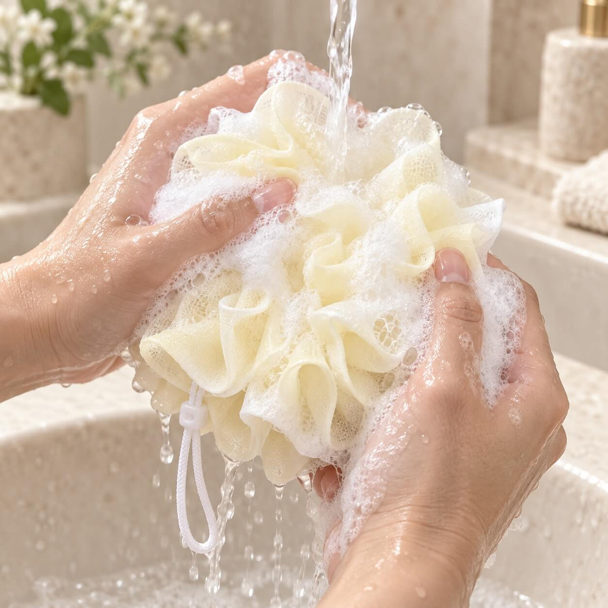 Exfoliating Shower Ball with Built-In Soap Dispenser – 2-in-1 Loofah Body Scrubber