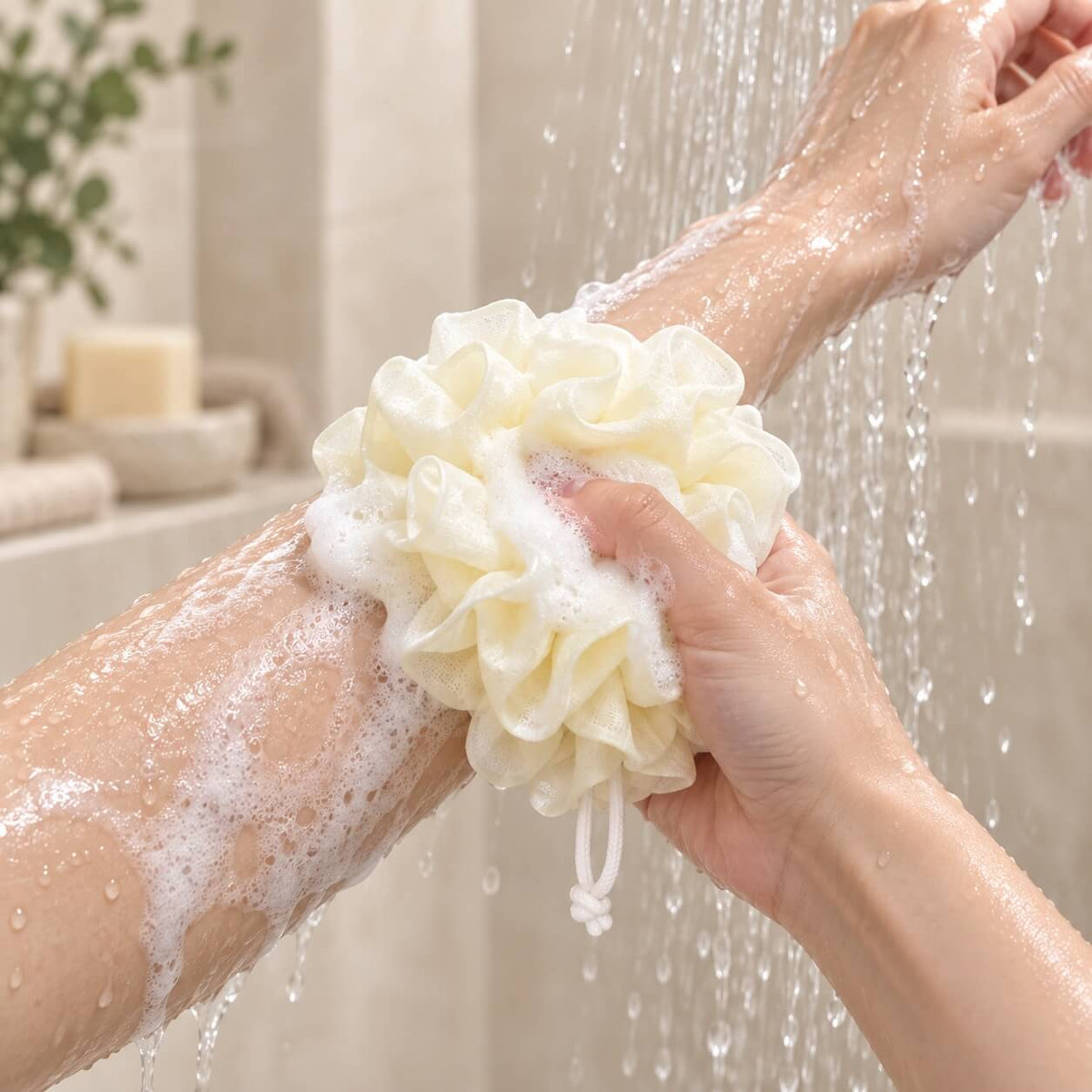 Exfoliating Shower Ball with Built-In Soap Dispenser – 2-in-1 Loofah Body Scrubber