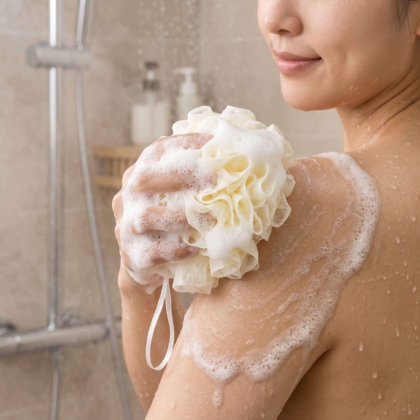 Exfoliating Shower Ball with Built-In Soap Dispenser – 2-in-1 Loofah Body Scrubber